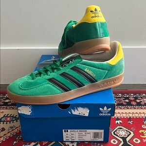 Adidas Gazelle Indoor Green and Yellow Shoes
